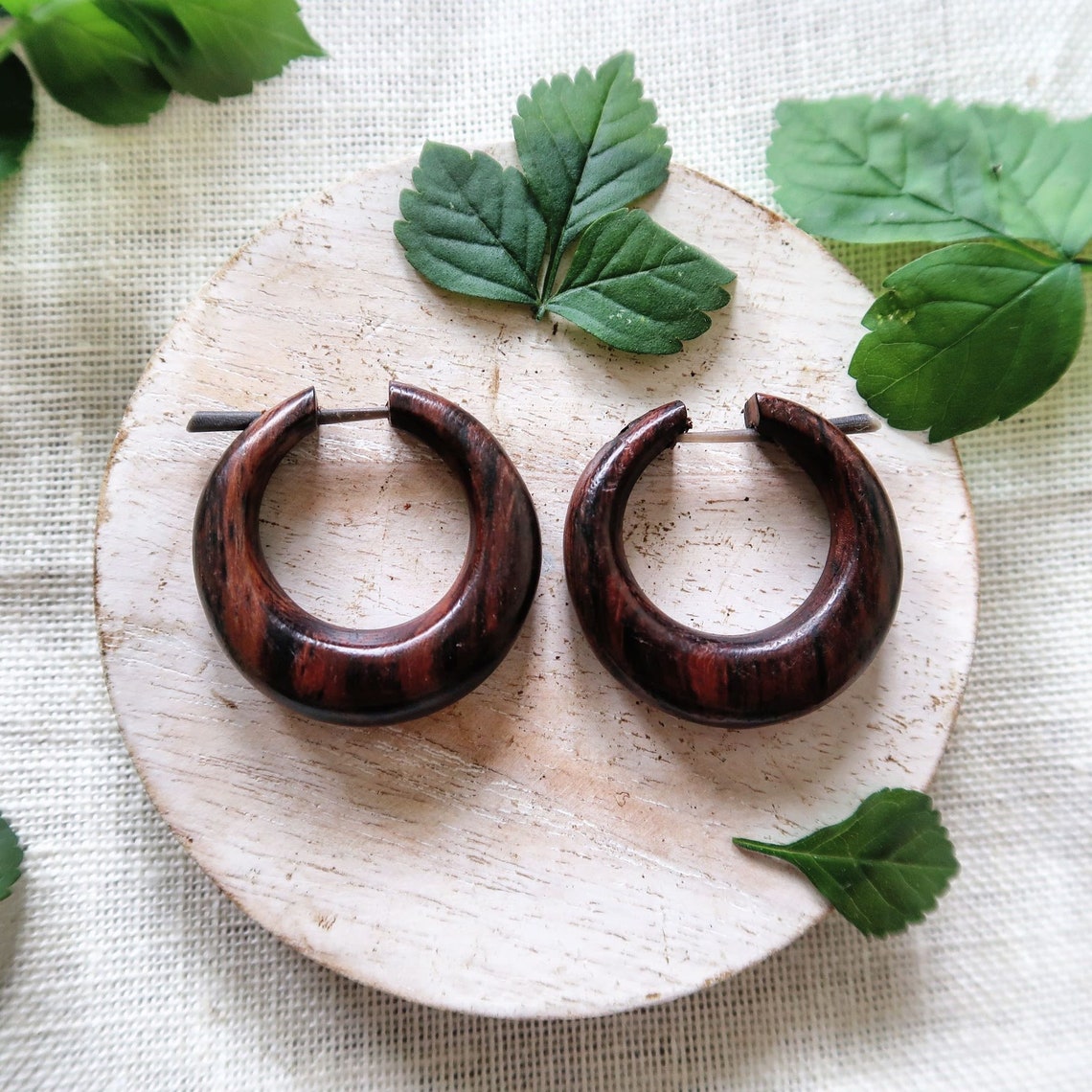 Brown - Hand Carved Wooden Earrings main image 1