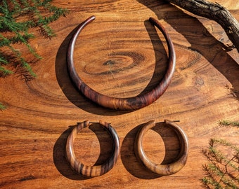 BUNDLE SALE! Wooden Choker & Hoop Earrings