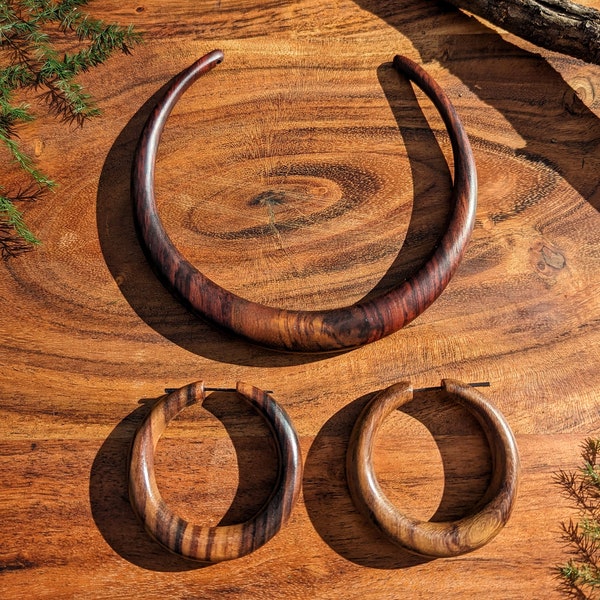 BUNDLE SALE! Wooden Choker & Hoop Earrings