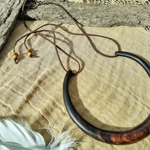 Wooden Choker Necklace, Tribal Wood Necklace 3 Sizes image 5