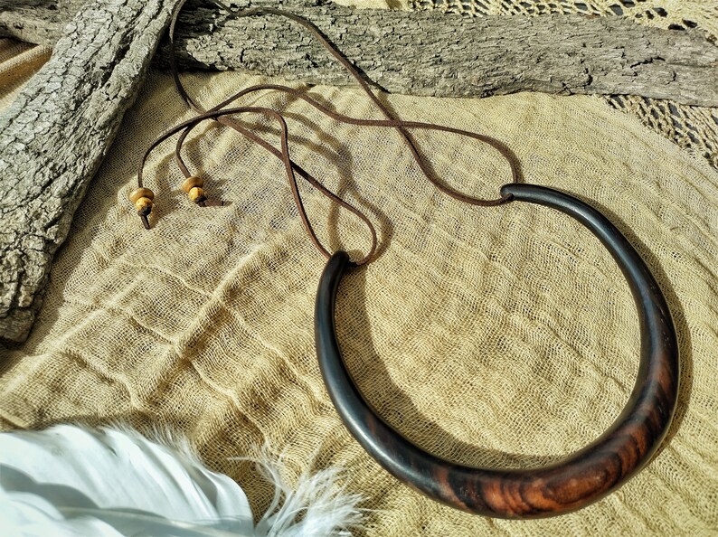 Wooden Choker Necklace, Tribal Wood Necklace 3 Sizes image 5