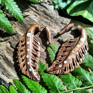 Wooden Earrings, Tribal Earring, Leaf Shape Earrings