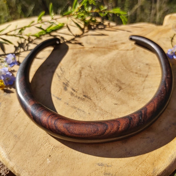 Collier ras de cou en bois, collier tribal en bois (3 tailles)