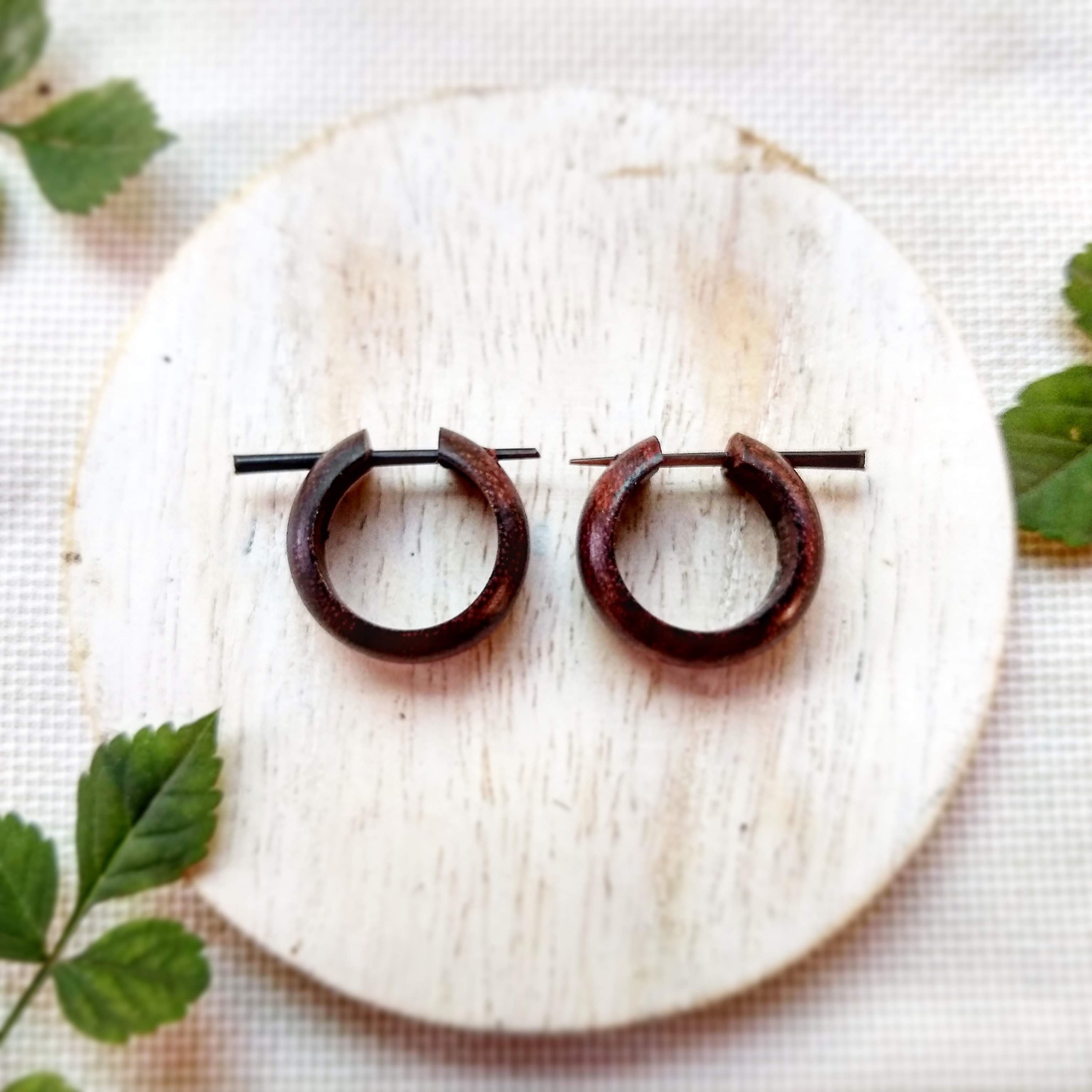 Brown - Hand Carved Wooden Earrings