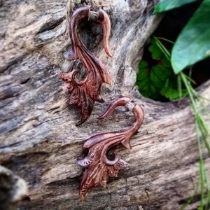 Wood Lotus Earrings , Tribal , Wooden Earring, Tribal Jewelry