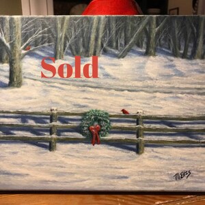 Sold, Not available. Christmas Painting, holiday painting, holiday decor, Christmas decor, holiday art