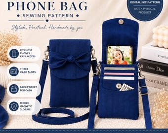 Handy Tasche Digital Schnittmuster, Universal Crossbody Tasche für Anfänger