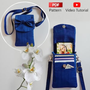 Universal PDF Crossbody, Wristlet and Lanyard Phone Bag #pdfpattern #phonebagpattern Phone Pouch