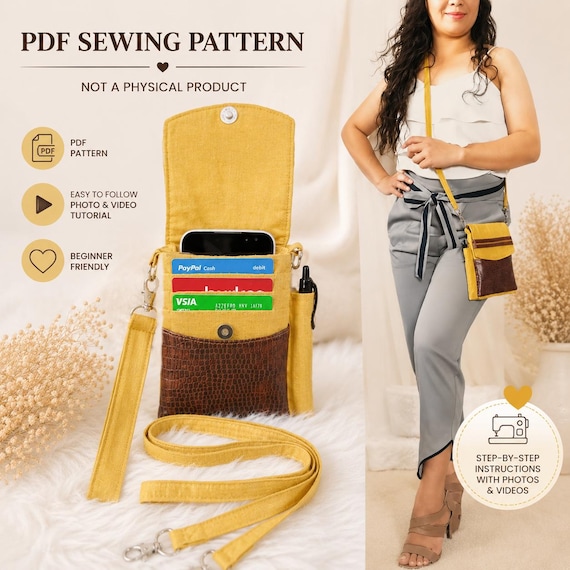 Universal PDF Crossbody, Wristlet and Lanyard Phone Bag Patternpdf #pdfpattern