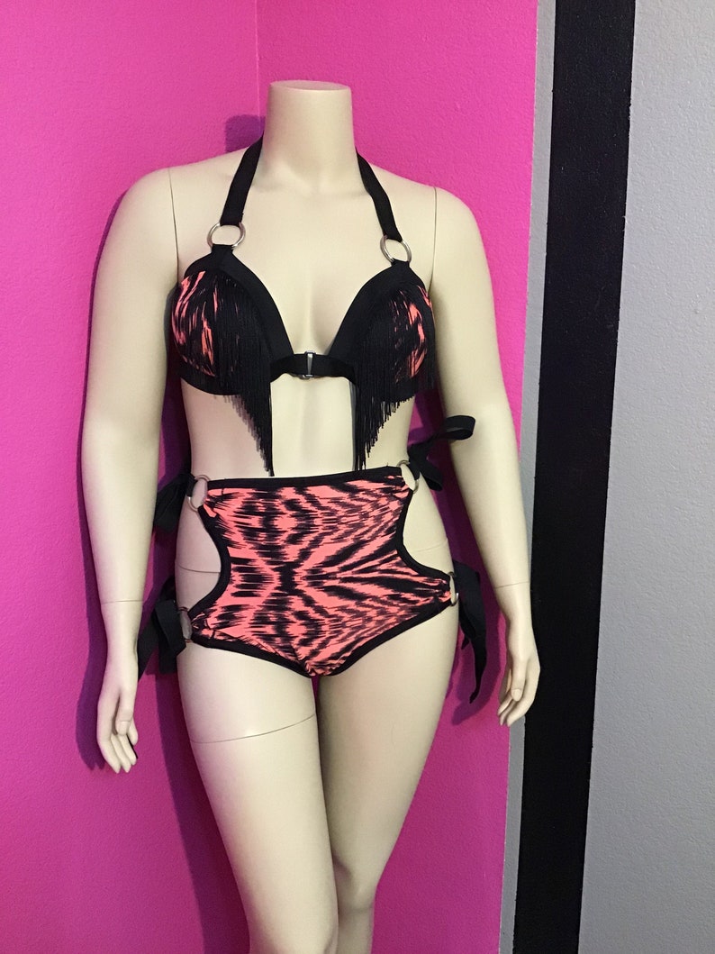 high waisted fringe bikini