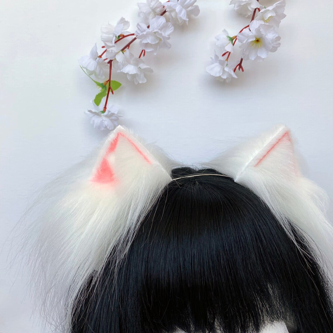 White kitten ears Realistic kitten ears White cat ears Faux Etsy