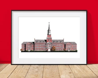 University - of - Cincinnati, Arts & Sciences Hall - Cincinnati, Ohio - Architecture Art Print