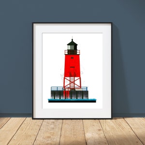 Charlevoix Lighthouse - Charlevoix, Michigan - Architecture Art Print
