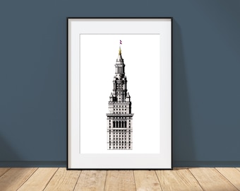 Terminal Tower (Portrait) - Cleveland, Ohio - Architecture Art Print