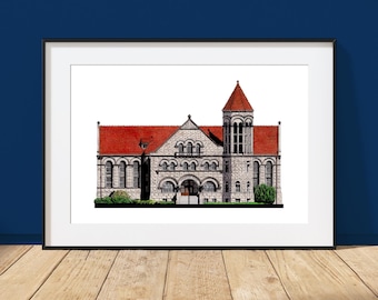West - Virginia - University, Stewart Hall - Morgantown, WV - Architecture Art Print