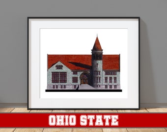 Die Ohio State Universität, Orton Hall - Columbus, Ohio - Architektur Kunstdruck - Ohio State Buckeyes