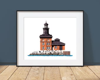 Toledo Harbor Lighthouse - Toledo, Ohio - Architecture Art Print