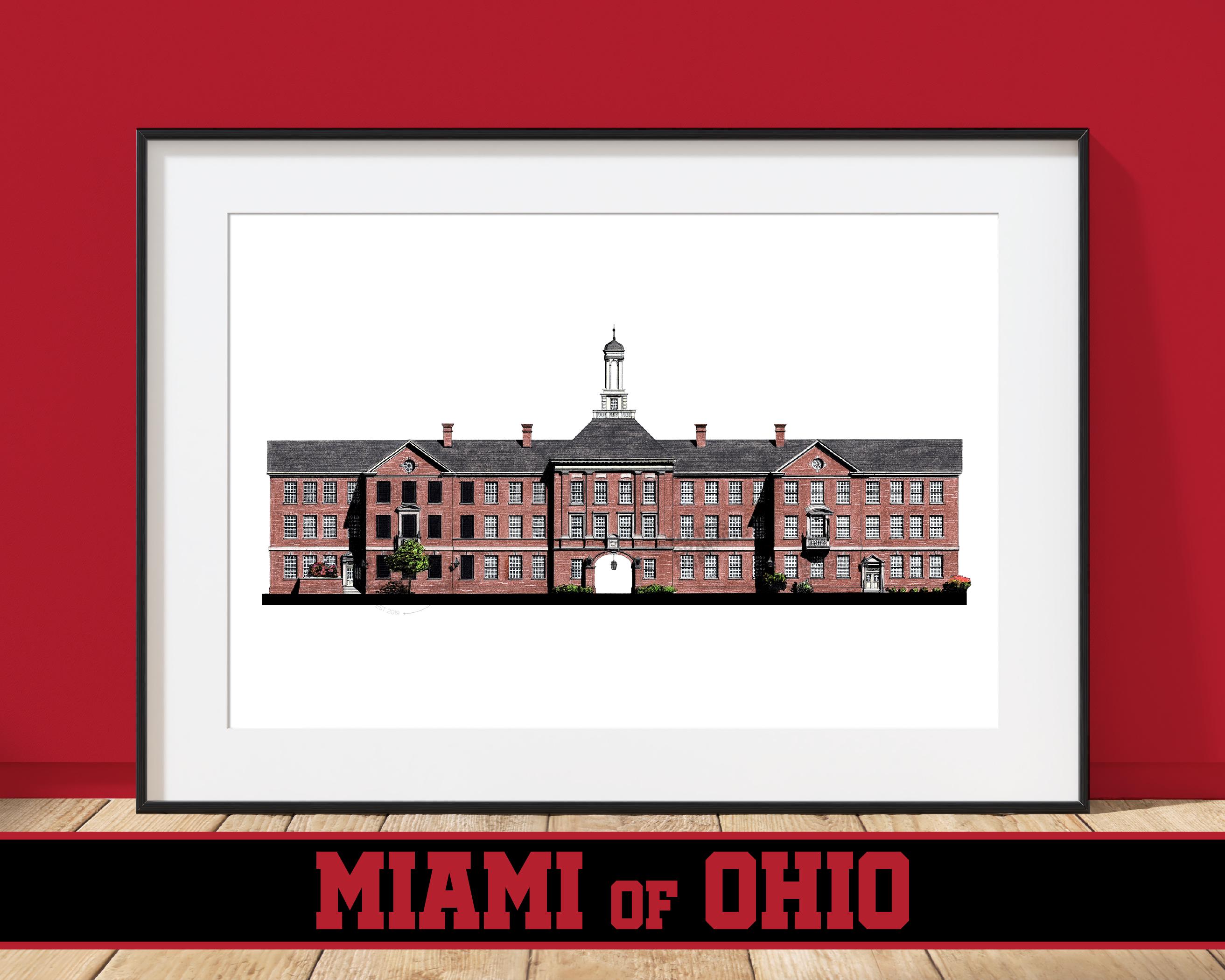 Miami University, Upham Hall - Oxford, Ohio - Architecture Art Print - Miami RedHawks