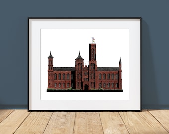 Smithsonian Institution Building - Washington, DC - Architecture Art Print - Smithsonian Castle