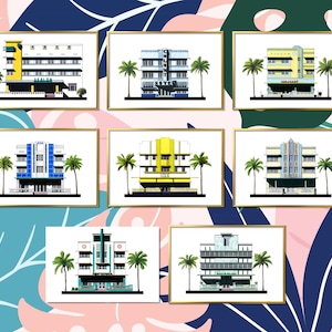 Art Deco Miami Beach Hotels - CHOOSE YOUR OWN Print Sets - South Beach Architecture Art Prints