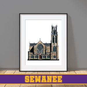 Sewanee: The University of the South, All Saints Chapel - Sewanee, Tennessee - Architecture Art Print - Sewanee Tigers