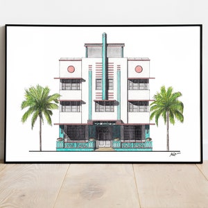 McAlpin Hotel - Miami Beach, Florida - Art Deco Miami Beach - South Beach Architecture Art Print
