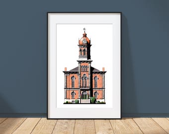 Geauga County Courthouse - Chardon, Ohio - Architecture Art Print