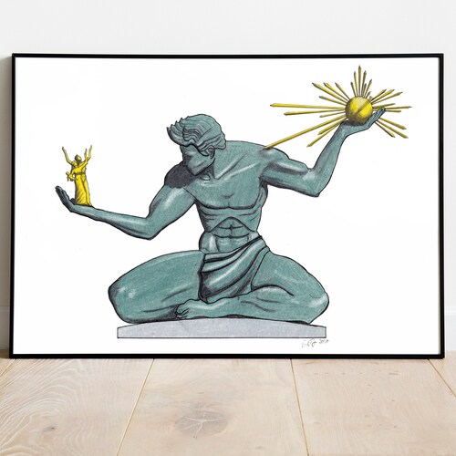 Spirit of Detroit Art Print Black and White Detroit Michigan Etsy