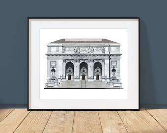 New York Public Library - New York, New York - Architecture Art Print