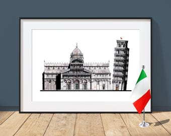 Pisa Cathedral - Pisa, Italy - Architecture Art Print - Leaning Tower of Pisa