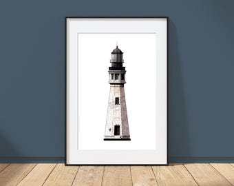 Buffalo Main Lighthouse - Buffalo, New York - Architecture Art Print