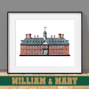 Edificio Wren del Colegio William & Mary, Williamsburg, Virginia. Impresión artística de arquitectura. Tribu WM