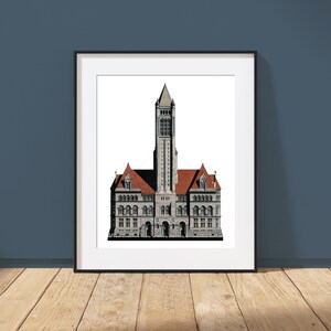 Allegheny County Courthouse - Pittsburgh, Pennsylvania - Architecture Art Print - Richardsonian Romanesque