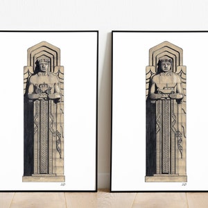 Guardians of Traffic Cleveland, Ohio Architecture Art Print Set of 2