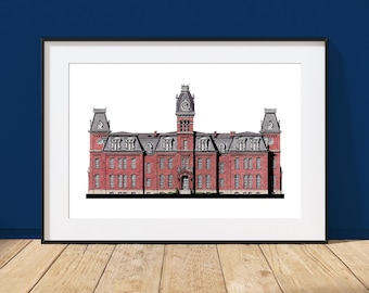 West - Virginia - University, Woodburn Hall - Morgantown, WV - Architecture Art Print
