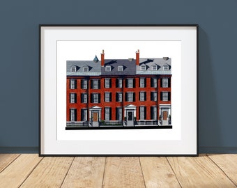 Houses on Beacon Hill - Boston, Massachusetts - Architecture Art Print - Louisburg Square