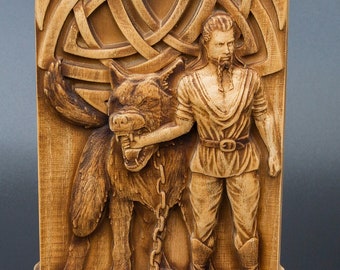 Tyr Statue Norse Gods Altar Figurine Tabletop Scandinavian Gods Pagan Statue 8 Inch Tall Wooden Sculpture Souvenir