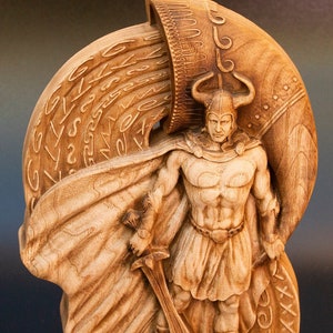 Heimdal Statue Norse Guardian of Gods Figurine Scandinavian Gods Wooden Sculpture Altar Art Souvenir North Characters