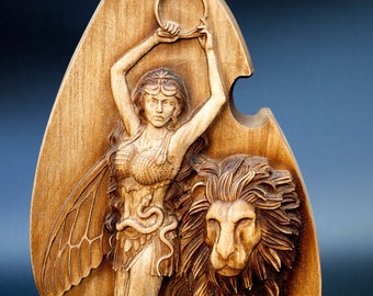 Inanna Statue Scandinavian Minimalist Handcrafted Wooden Statuette: