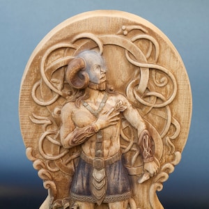 Baldr - Handcrafted Wooden Statuette, Exquisite, Norse God of Light and Beauty