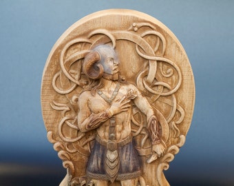 Baldr - Handcrafted Wooden Statuette, Exquisite, Norse God of Light and Beauty