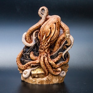 Kraken Tafelblad Houten Octopus Zeemonster Nautisch Standbeeld 8 Inch Sculptuur Beeldje Marine Life Living Room Decor