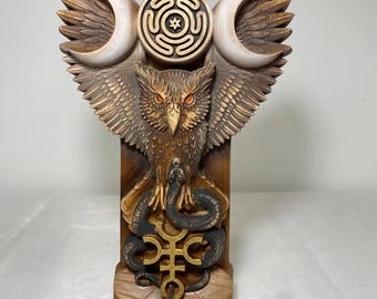 Hecate owl Hecate goddess Owl goddess Owl spirit Greek mythology Greek statue Wicca statue Occult decor Witchckraft Pagan statue Hecate sigl