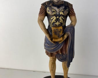 Marcus Aurelius Wooden Statue WoodCarved Stoic Philosopher Figurine Roman Emperor Home Decor Classical Wisdom Gift Ancient History Sculpture