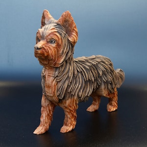 York Terrier - Charming Handcrafted Wooden York Terrier Statuette: A Whimsical Canine Delight