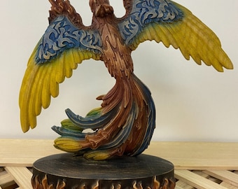 Phoenix Greek statue Phoenix statue Mythical bird Colored phoenix Egyptian phoenix Greek mythology Fantasy statue Fantasy wood décor