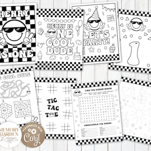 Pagine da colorare per il compleanno di One Cool Dude MODIFICABILI I Attività per feste con faccine sorridenti I Posizionamento per colorare le feste I Download immediato 050 CP