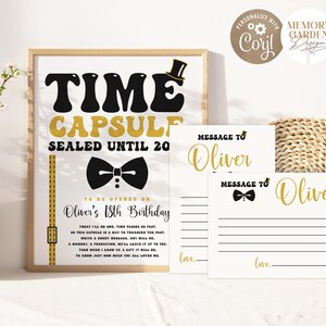 EDITIERBARE Mr ONEderful Boy Erster Geburtstag Zeitkapsel & passende Notizkarte I Kleiner Gentleman Mann Zeitkapsel I Instant Download 053 TC