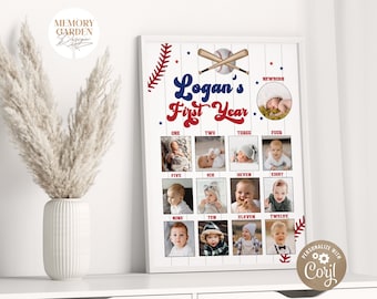Rookie of the Year First Birthday Milestone Photo board I Baseball 1st Boy Theme I Baseball Board 1st Year Sign I Instant Download 026 PP
