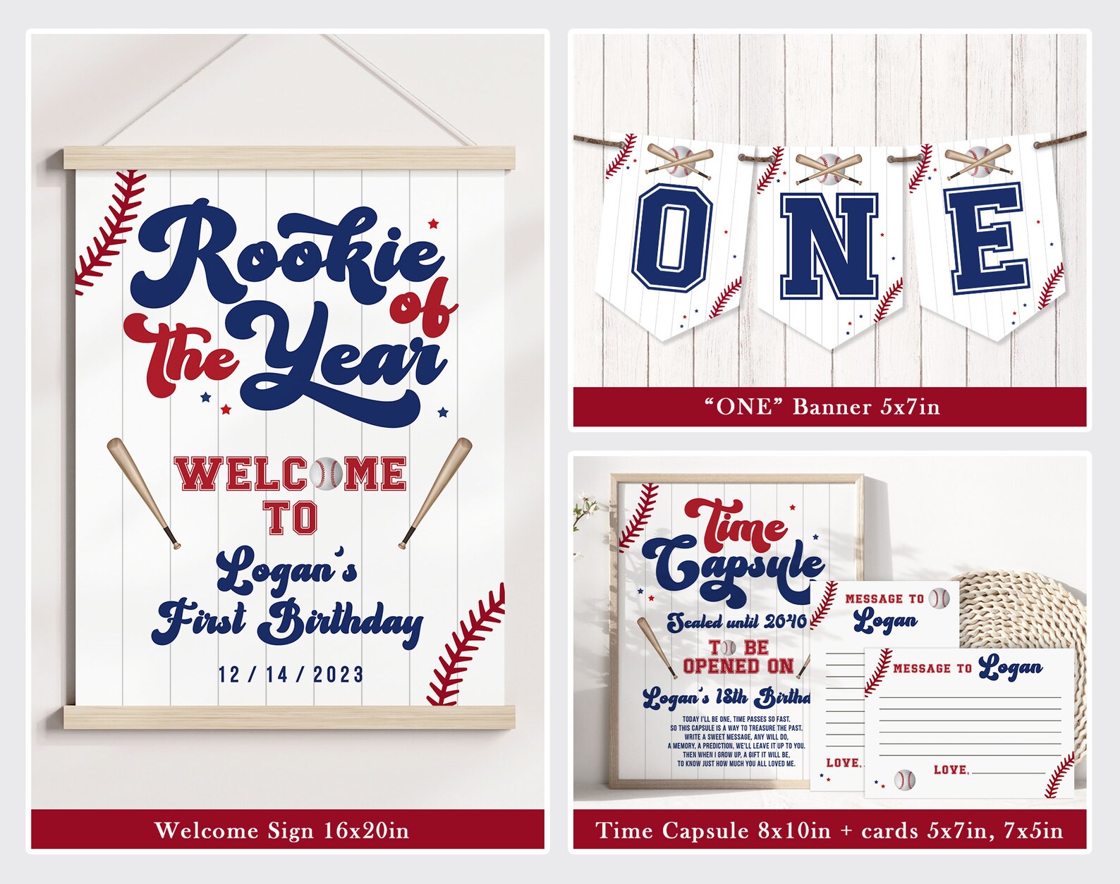 EDITABLE Rookie of the Year First Birthday Party BUNDLE I Baseball Boy ...